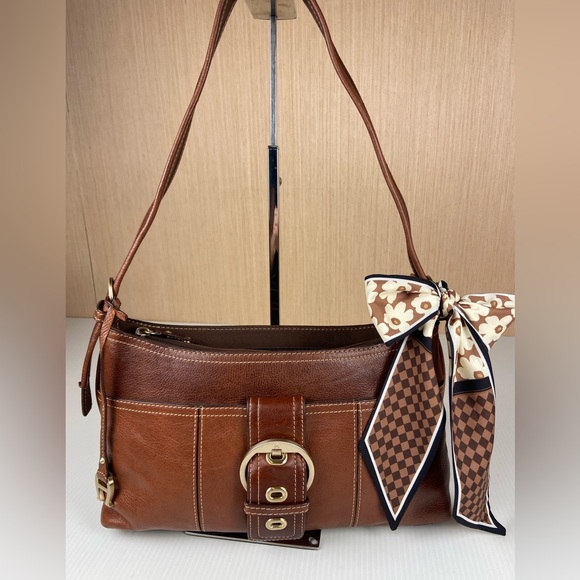 Etienne Aigner Handbags - Etienne Aigner Horseshoe Leather Shoulder Bag Cognac Brown Equestrian